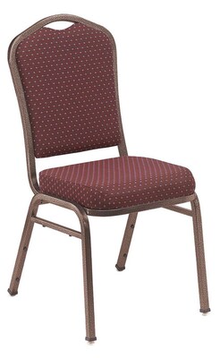 NPS #9368-SV Silhouette-Back Fabric Padded Stack Chair, Diamond Burgundy/Silvervein