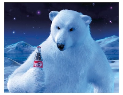 Trademark Fine Art Coke Polar Bear with Coke Bottle 28 x 36 Canvas Art