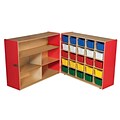 Wood Designs™ 36H Tray and Shelf Fold Storage With 25 Assorted Trays, Strawberry Red