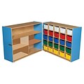Wood Designs™ 36H Tray and Shelf Fold Storage With 25 Assorted Trays, Blueberry