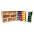 Wood Designs™ 36H Half and Half Tray Folding Storage With 25 Assorted Trays, Strawberry Red