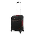 SwissGear® 24 Lightweight Spinner Upright Luggage Suitcase, Black With Red Accent