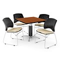 OFM™ 42 Square Cherry Laminate Multi-Purpose Table With 4 Chairs, Khaki