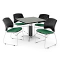 OFM™ 42 Square Gray Nebula Laminate Multi-Purpose Table With 4 Chairs, Shamrock Green