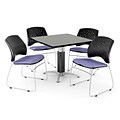 OFM™ 36 Square Gray Nebula Laminate Multi-Purpose Table With 4 Chairs, Lavender