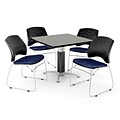 OFM™ 42 Square Gray Nebula Laminate Multi-Purpose Table With 4 Chairs, Navy