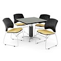 OFM™ 42 Square Gray Nebula Laminate Multi-Purpose Table With 4 Chairs, Golden Flax