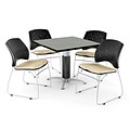 OFM™ 36 Square Gray Nebula Laminate Multi-Purpose Table With 4 Chairs, Khaki