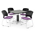 OFM™ 42 Square Gray Nebula Laminate Multi-Purpose Table With 4 Chairs, Plum