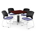 OFM™ 42 Square Mahogany Laminate Multi-Purpose Table With 4 Chairs, Lavender
