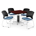 OFM™ 42 Square Mahogany Laminate Multi-Purpose Table With 4 Chairs, Cornflower Blue