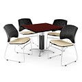 OFM™ 36 Square Mahogany Laminate Multi-Purpose Table With 4 Chairs, Khaki