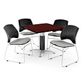 OFM™ 42 Square Mahogany Laminate Multi-Purpose Table With 4 Chairs, Putty