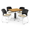 OFM™ 42 Square Oak Laminate Multi-Purpose Table With 4 Chairs, Khaki