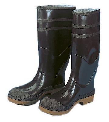 Mutual Industries 16" PVC Sock Boots With Steel Toe, Black, Size 9