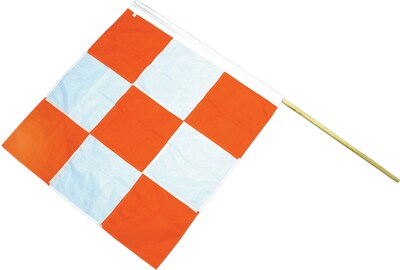Mutual Industries Airport Flag With Staff, 36 x 36, Orange/White