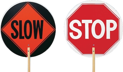 Mutual Industries STOP/SLOW Temporary Traffic Control Sign Paddle, 120 x 18, Hardboard (14983-