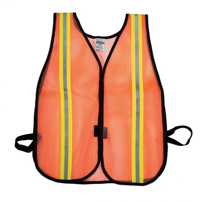 Mutual Industries MiViz Heavy Weight Safety Vest With 1 1/2 Lime/Silver/Lime Reflective, Orange