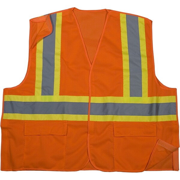 Mutual Industries MiViz Mesh Tearaway Safety Vest With Pockets; Orange, XL (16388-0-4)