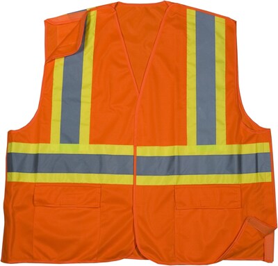 Mutual Industries MiViz High Visibility Sleeveless Safety Vest, ANSI Class R3, Orange, X-Large (1638