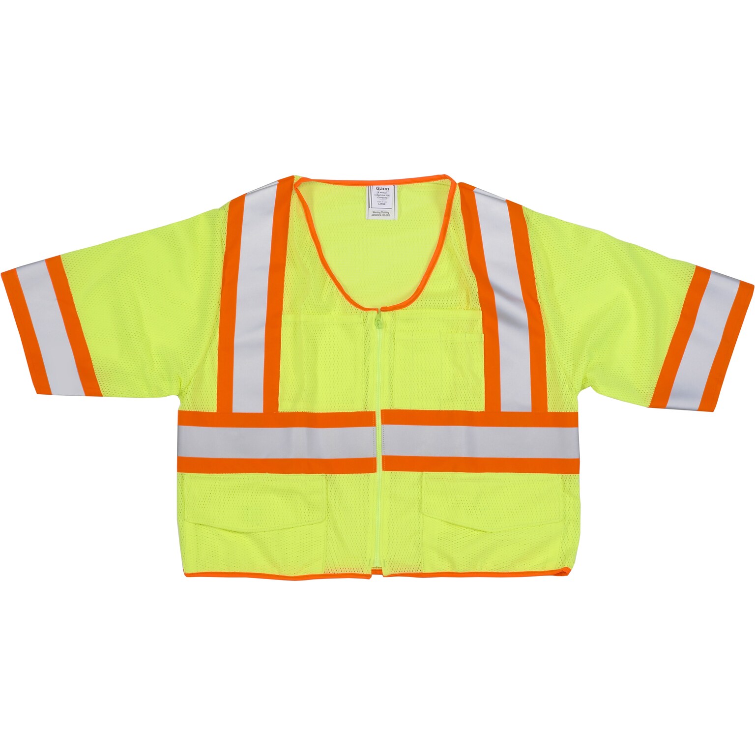 Mutual Industries High Visibility Sleeveless Safety Vest, ANSI Class R3, Lime, 2XL (16391-5)