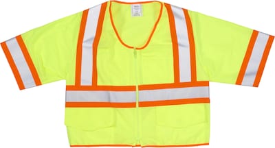 Mutual Industries High Visibility Sleeveless Safety Vest, ANSI Class R3, Lime, X-Large (16392-4)