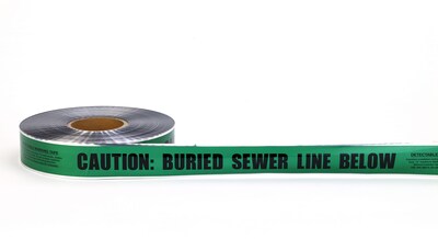 Mutual Industries Sewer Line Underground Detectable Tape, 2 x 1000, Green