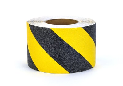 Mutual Industries Non-Skid Hazard Stripe Abrasive Tape, 4 x 60, Yellow/Black