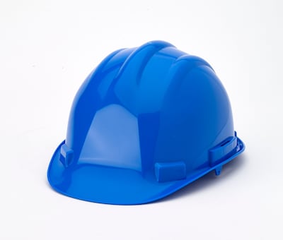 Mutual Industries 6-Point Ratchet Suspension Short Brim Hard Hat, Blue (50215-25)