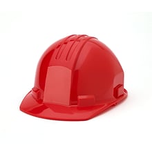 Mutual Industries 4-Point Pinlock Suspension Short Brim Hard Hat, Red (50100-79)