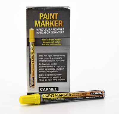 Mutual Industries Valve Marker, Medium Tip, Yellow, 12/Pack (800-41)