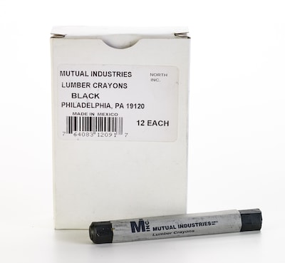 Mutual Industries Lumber Crayons, Black, 12/Box