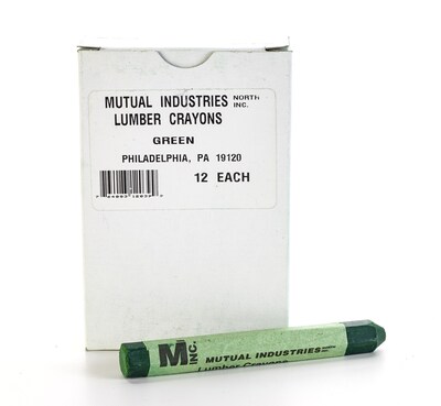 Mutual Industries Lumber Crayons, Green, 12/Box
