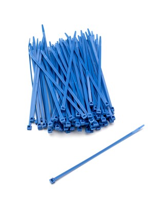 Mutual Industries Nylon Locking Ties, 7, Neon Blue, 100/Pack