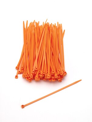 Mutual Industries Nylon Locking Ties, 7, Neon Orange, 100/Pack