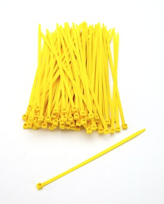 Mutual Industries Nylon Locking Ties, 7, Yellow, 100/Pack