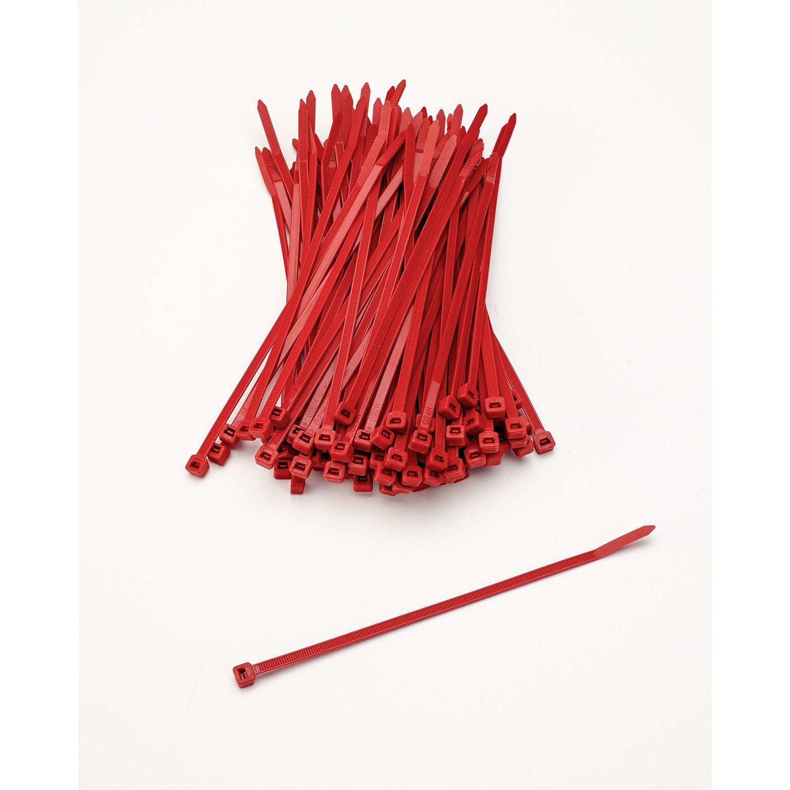 Mutual Industries Nylon Locking Ties, 7, Red, 100/Pack