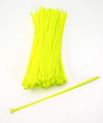 Mutual Industries Nylon Locking Ties, 11, Neon Yellow, 100/Pack