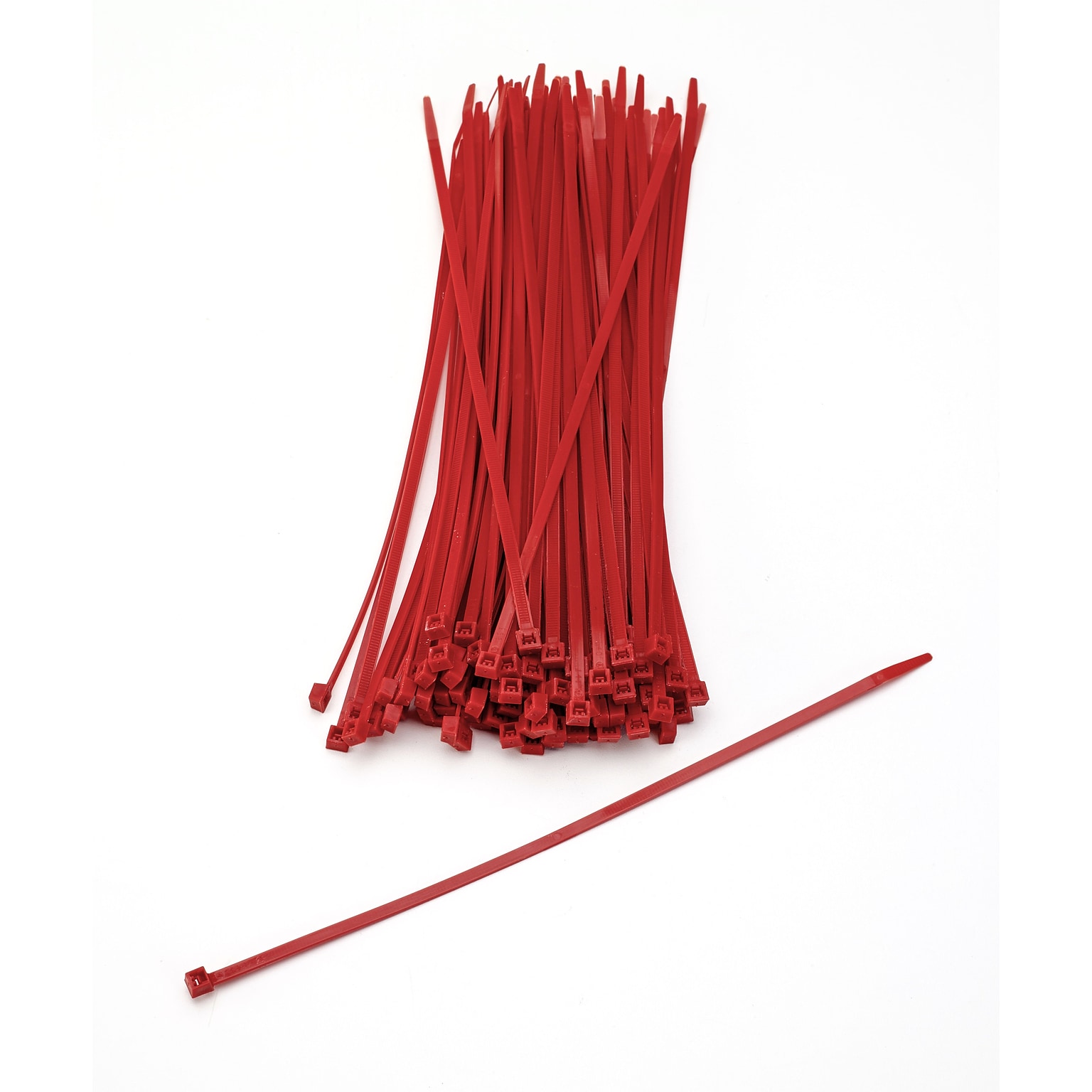 Mutual Industries Nylon Locking Ties, 11, Red, 100/Pack