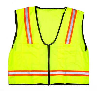 Mutual Industries MiViz High Visibility Mesh Back Surveyor Vest With Pocket, Lime, 2XL