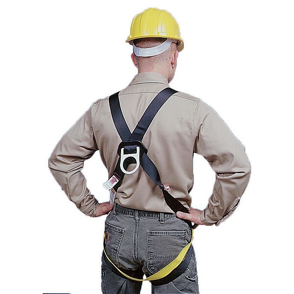 Mutual Industries Lightweight Full Body Universal Safety Harness With Single Back D-Ring, Universal, Black (50076)
