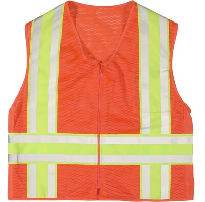 Mutual Industries MiViz High Visibility Sleeveless Safety Vest, ANSI Class R2, Orange, Large (16343-45-3)