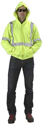 Mutual Industries High Visibility Long Sleeve Sweatshirt, ANSI Class R3, Lime, 4XL (16382-0-7)