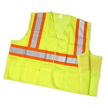 Mutual Industries MiViz High Visibility Sleeveless Safety Vest, ANSI Class R2, Lime, Medium (16387-0