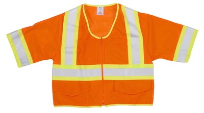 Mutual Industries MiViz High Visibility Sleeveless Safety Vest, ANSI Class R3, Orange, Medium (16393