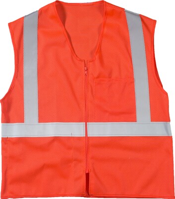 Mutual Industries High Visibility Sleeveless Safety Vest, ANSI Class R2, Orange, 4XL/5XL (17005-45-7)