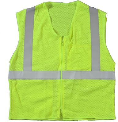 Mutual Industries High Visibility Sleeveless Safety Vest, ANSI Class R2, Lime, 4XL/5XL (17005-139-7)