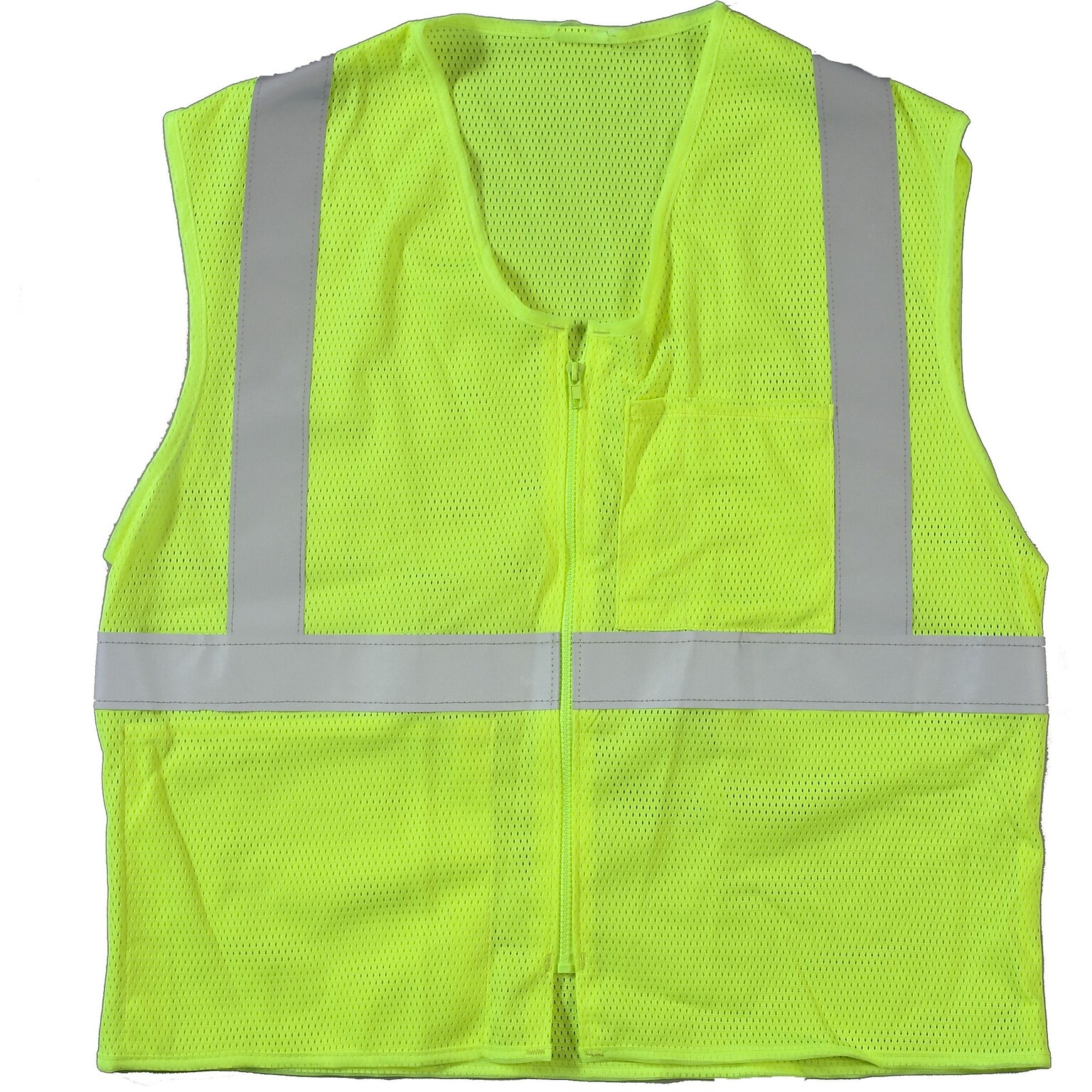 Mutual Industries High Visibility Sleeveless Safety Vest, ANSI Class R2, Lime, Large (17005-139-3)