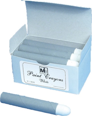 Mutual Industries Paint Crayons, White, 12/Box