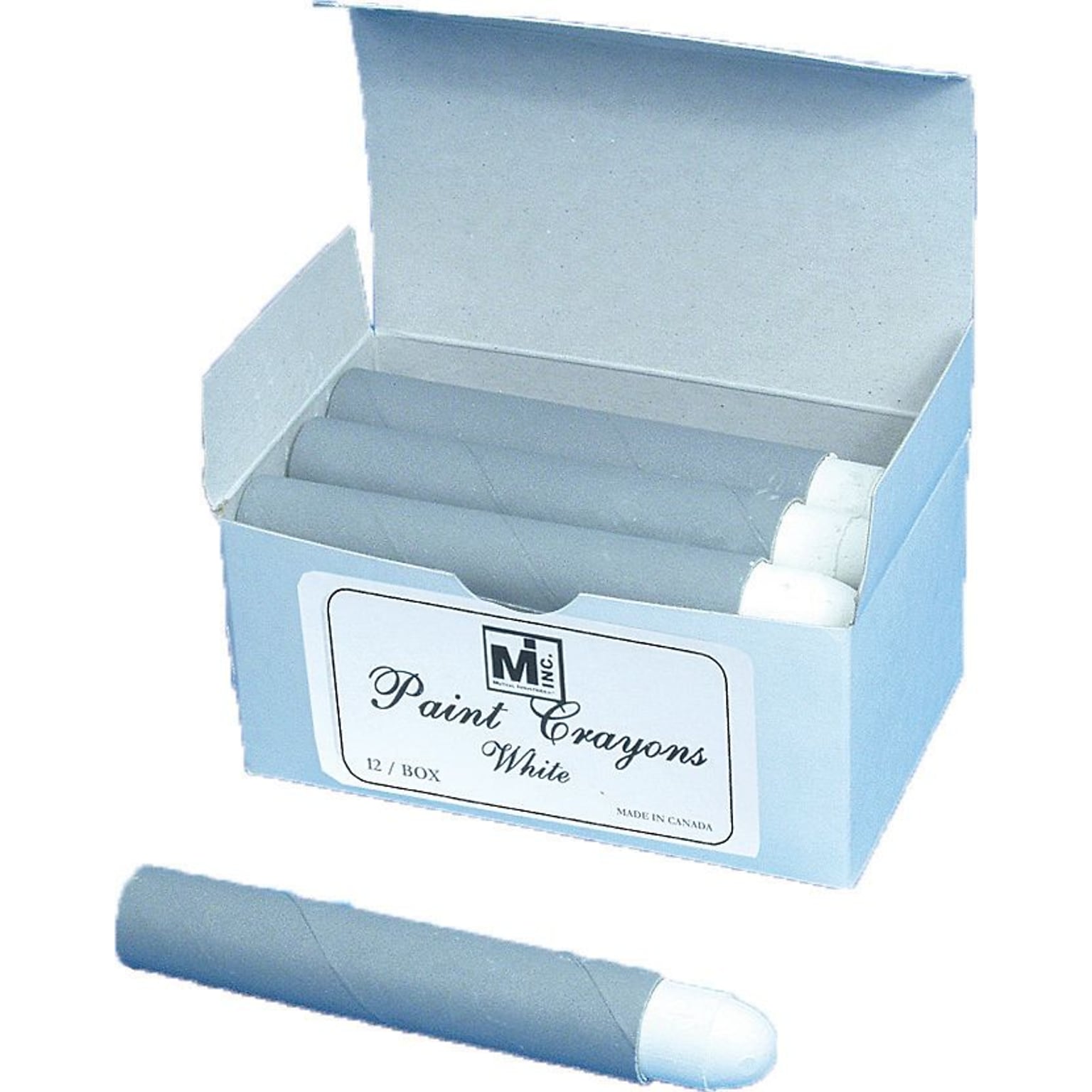 Mutual Industries Paint Crayons, White, 12/Box